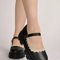 shoetopia Round Toe Black Mary Janes Bellies For Women & Girls For Women-picture-15