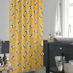 ArtzFolio Yellow & White Printed Waterproof Shower Curtains-image-80