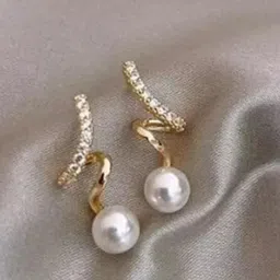 BEYTER Classic Sterling Silver Stones Studded & Pearl Beaded Contemporary Drop Earrings-13