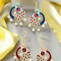 OOMPH Peacock Shaped Drop Earrings-image-58