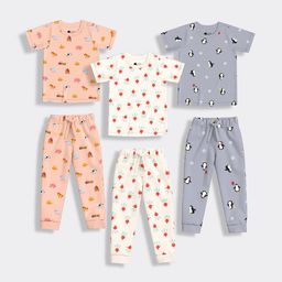 Orange Sugar Unisex Kids Printed T-shirt with Pyjamas-image-67