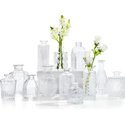 TIED RIBBONS 10 Pcs White Glass Mini Bud Flower Vases-13