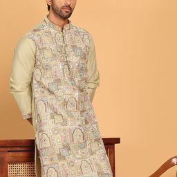 Jompers Men Floral Embroidered Thread Work Floral Kurta-picture-25