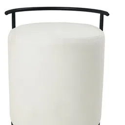 Blck Homes Off White & Black Cotton & Metal Round Ottoman-image-27