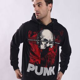 PUNK Men Printed Hooded Cotton Sweatshirt-image-96