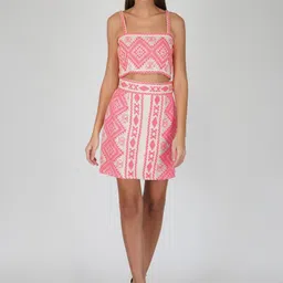 KOVET Printed Pure Cotton Crop Top With Skirt-image-5