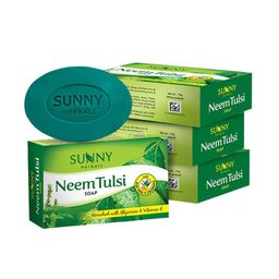 SUNNY HERBALS Set Of 4 Neem Tulsi Soap With Glycerine & VItamin E - 75 g Each image 1