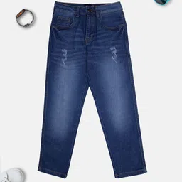 KiddoPanti Boys Jean Jogger Mildly Distressed Light Fade Stretchable Jeans-picture-13