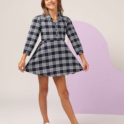 u.s. polo assn. kids U.S. Polo Assn. Girl Checked Cuffed Sleeves Shirt Mini Dress-picture-14