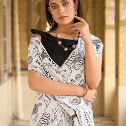 Mitera Embellished Silk Blend Block Print Saree image 2