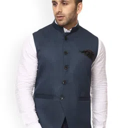 VEERA PARIDHAAN Cotton Chinese Collar Nehru Jackets-picture-35