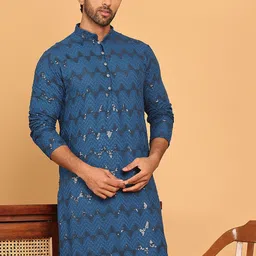 Jompers Men Geometric Embroidered Sequinned Kurta-picture-58