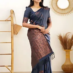 Anouk Woven Design Zari Silk Blend Kanjeevaram Saree-12