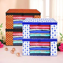 Kuber Industries Blue & Orange 4 Pieces Drawer Organisers-47