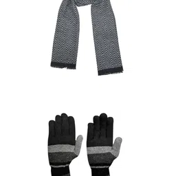 LOOM LEGACY Men Striped Acrylic Winter Gloves-image-46