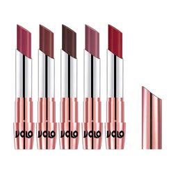 VOLO Set Of 5 Creme Matte Lipstick - 3.5 g Each - Coffee-Plum-Dark Peach-Rose Pink-Maroon-10