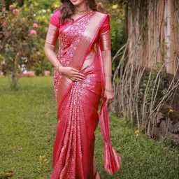 Aldwych Ethnic Motifs Woven Design Zari Banarasi Saree-7