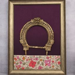 The Advitya Magenta & Gold Toned Kritimukha Prabhavali Fabric Wall Framed Painting-image-55