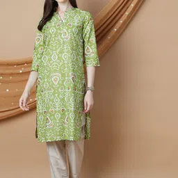 Melange by Lifestyle Women Ethnic Motifs Printed Thread Work Kurta-image-79