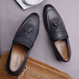 LOUIS STITCH Men Leatherette Formal Slip On Shoes Tassel Moccasins-image-98