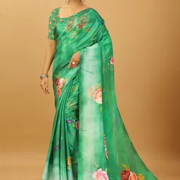 NIRMAL CREATION Floral Pure Crepe Saree-image-17