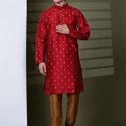 SKAVIJ Men Ethnic Motifs Printed Regular Kurta with Pyjamas-13