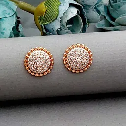 MEIRA JEWELLERY Rose Gold-Plated Artificial Stones Studded Circular Shaped Studs-picture-20