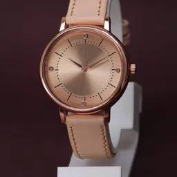 VIRAKTI Women Leather Straps Round Reset Time Analogue Watch Analogue Watch G-04-CREAM-M-image-61