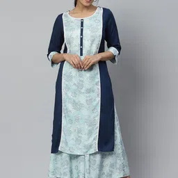 AURELIA Floral Printed Round Neck Straight Kurta with Palazzo-image-38