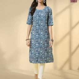 HERE&NOW Selection Of 2 Geometric Printed Round Neck Straight Kurtas-35