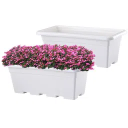 Kuber Industries 2Pcs White Rectangle Shaped Window Planters-0