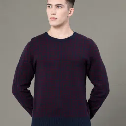 Men Self Design Round Neck Maroon Sweater-image-52