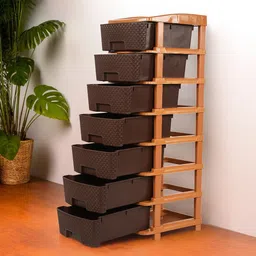 Kuber Industries Brown 7-Layer & 57 Ltr Drawer Storage Organiser-37