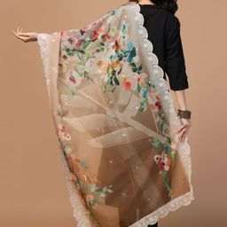 Kaizen TEXO FAB Printed Organza Foil Print Dupatta with Sequinned image 4