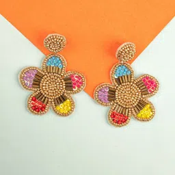 Crunchy Fashion Artificial Beaded Floral Shaped Drop Earrings-image-71