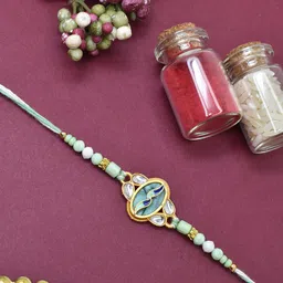 MEIRA JEWELLERY Set Of 2 Artificial Beaded Thread Rakhi With Roli Chawal-56