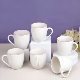 Vola Global LLP Pristine Mini Sip White 6 Pieces Glossy Cups-47