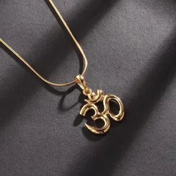 AKSHAT SAPPHIRE Kids 925 Sterling Silver Gold-Plated God Spritual Om Temple Pendant-51