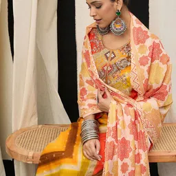Anouk Leheriya Printed Sequinned Round Neck Kurta With Palazzos & Dupatta image 4