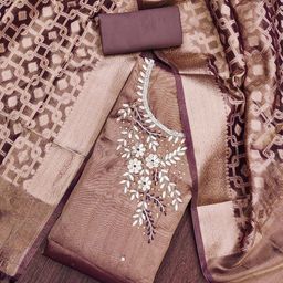 SAINOOR Embellished Semi-Stitched Dress Material-image-21