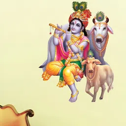 Decor Villa Multicolor Krishna with Cow Wall Sticker-picture-9