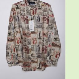 Mast & Harbour European Graphics Print Crinkled Effect Drop-Sleeves Relaxed Fit Shirt-image-24