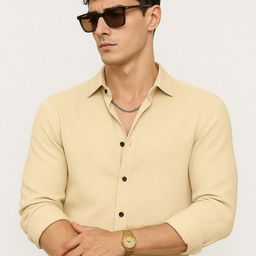 IKON FASHION Men Original Fit Textured Spread Collar Casual Shirt-image-81