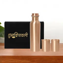INTERNATIONAL GIFT Copper-Toned Set of 3 Copper Solid Water Bottle-image-51
