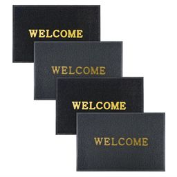 Aura 4-Pcs Grey & Black Printed Anti Skid Doormat-2