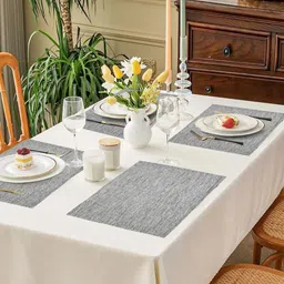 PRAKARTIK 4-Pcs White Rectangular Dining Table Mats-39