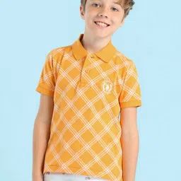 U.S. Polo Assn. Kids Boys Checked Polo Collar Cotton Regular Fit T-shirt-image-92