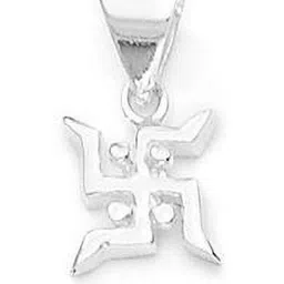 RAVIOUR LIFESTYLE Adult's Silver Pleated Swasthik Pendant-picture-21