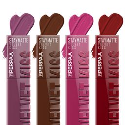 PERPAA Set Of 4 Velvet Kiss Waterproof Matte Liquid Lipstick -3.5 ml Each -Shades -6-7-8-9-16