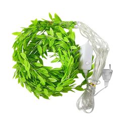 Kuber Industries Green Leaf Shape String Lights image 3